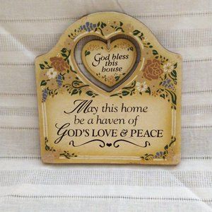 "God Bless This House" Wood Art Wall Hanger Table Top